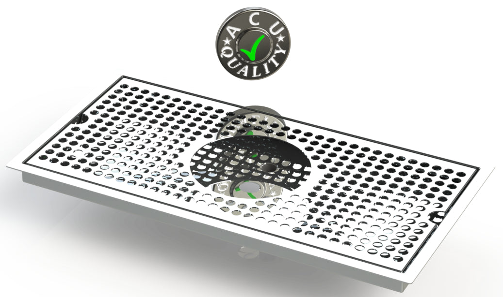 Flush Mount with Rinser Hole 8" X 16" X ¾" Drip Tray | Recessed | S/S # 8