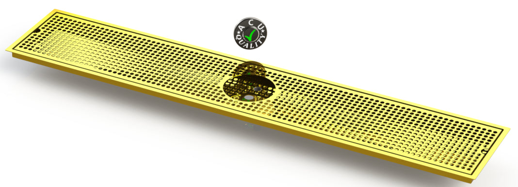 Flush Mount with Rinser Hole 8" X 45" X ¾" Drip Tray | Recessed | Brass