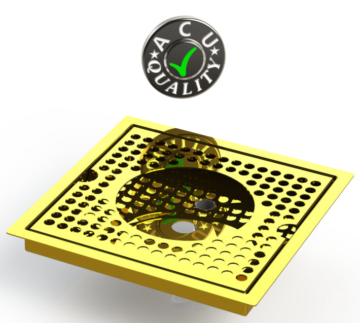 Flush Mount with Rinser Hole 8" X 8" X ¾" Drip Tray | Recessed | Brass