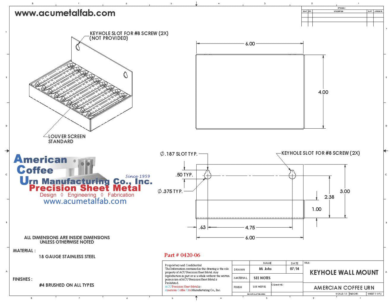 6" X 4" Stainless Steel Refrigerator Drip Tray