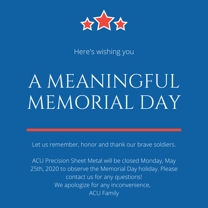 CLOSED IN OBSERVANCE OF MEMORIAL DAY