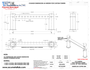 4x5 Metro Pass "H" Through Tower 12 Faucet Holes | 45" Long | Polished Stainless Steel #8