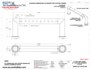 Modular Draft Beer Pass Thru Tower | 10 Faucet Holes | 41" Long | S/S # 4