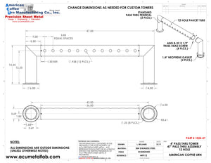 Modular Draft Beer Pass Thru Tower | 12 Faucet Holes | 47" Long | S/S # 4
