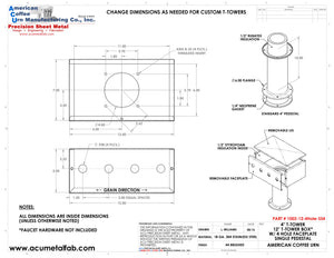 Draft Beer T-Tower | 4" Single Pedestal | 12" Box | 4 Hole Face Plate | S/S # 4