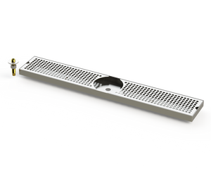 5" X 30" Surface Mount Drip Tray with Double Drain and Rinser Hole | S/S#4