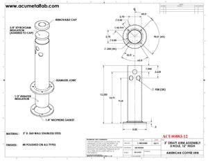 Draft Arm 3" X 12" | 2 Faucet Draft Beer Tower Column Tower S/S#8