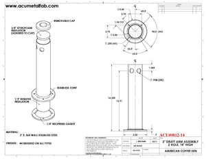 3" X 14" Tall | 2 Faucet Draft Beer Tower Column Tower | S/S # 4