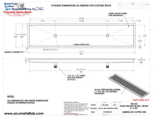 Flush Mount 6" X 30" X ¾" Drip Tray with Double Drains | Recessed | S/S # 4
