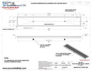 Flush Mount 6" X 45" X ¾" Drip Tray with Double Drains | Recessed | S/S # 4