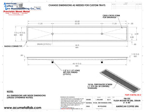 Flush Mount 6" X 45" X ¾" Drip Tray with Double Drains | Recessed | S/S # 8