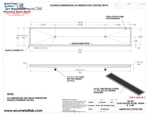 Flush Mount 8" X 48" X ¾" Drip Tray with Double Drains | Recessed | S/S # 4