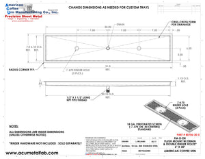 Flush Mount w/ Center Drain and Double Rinser Holes 6" X 30" X ¾" Drip Tray | Recessed | S/S # 8