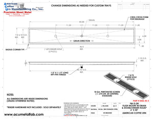 Flush Mount w/ Center Drain and Double Rinser Holes 6" X 45" X ¾" Drip Tray | Recessed | S/S # 4