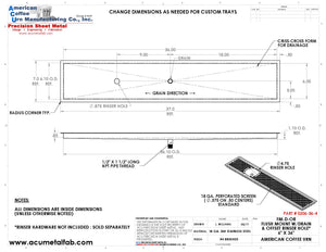 Flush Mount w/ Center Drain and Offset Rinser Hole 6" X 36" X ¾" Drip Tray | Recessed | S/S # 4