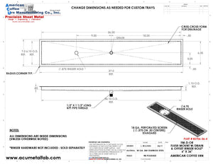 Flush Mount w/ Center Drain and Offset Rinser Hole 6" X 36" X ¾" Drip Tray | Recessed | S/S # 8