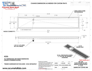 Flush Mount w/ Left Drain and Rinser Hole 6" X 36" X ¾" Drip Tray | Recessed | S/S # 8