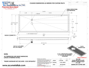Flush Mount w/ Left Drain and Rinser Hole 8" X 24" X ¾" Drip Tray | Recessed | Brass