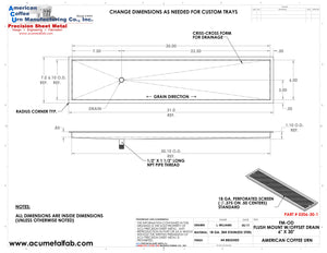 Flush Mount with Offset Drain 6" X 30" X ¾" Drip Tray | Recessed | S/S # 4