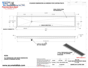 Flush Mount with Offset Drain 6" X 36" X ¾" Drip Tray | Recessed | S/S # 4