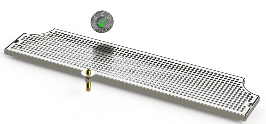 Surface Mount Drip Tray with Double Cut Outs and Drain | 8" X 46" X ¾" | SS #4