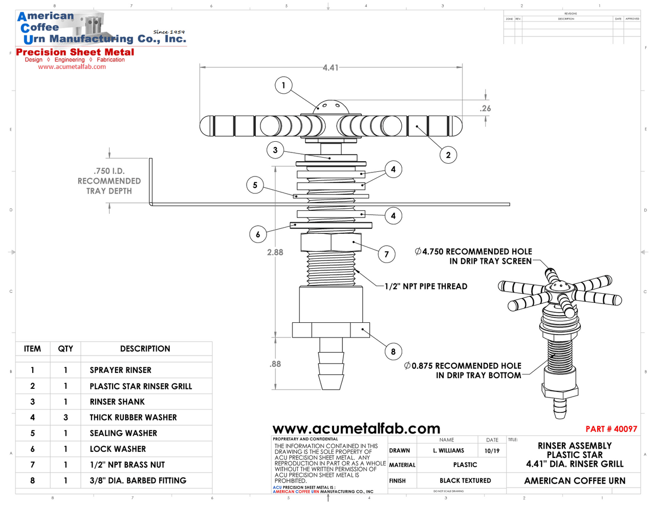 Plastic Glass Rinser for Draft Beer Drip Trays