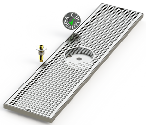 8" X 36" Surface Mount Drip Tray with Drain and Rinser Hole | S/S#4