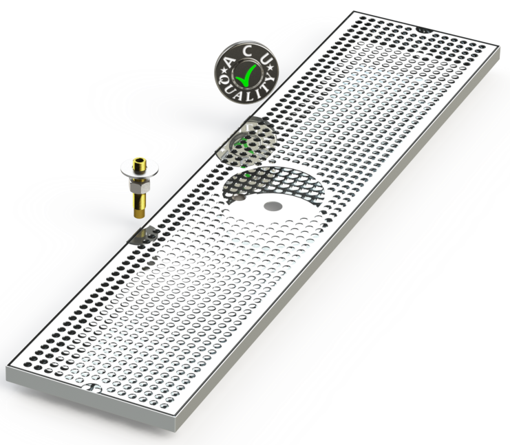 8" X 36" Surface Mount Drip Tray with Drain and Rinser Hole | S/S#8