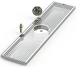 8" X 36" Surface Mount Drip Tray with Drain and Rinser Hole | S/S#8