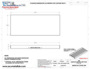 5" X 12" X 3/4 Surface Mount Drip Tray | No Drain | S/S # 4