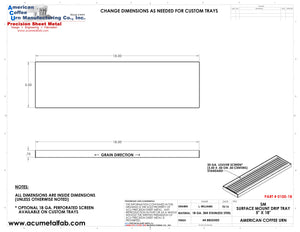 5" X 18" X 3/4 Surface Mount Drip Tray | No Drain | S/S # 4