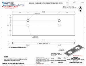 8" X 24" Surface Mount Drip Tray with Double Drain and Double Rinser Holes | S/S#4