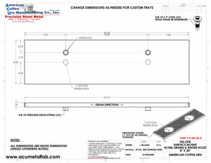 8" X 30" Surface Mount Drip Tray with Double Drain and Double Rinser Holes | S/S#4