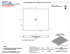 10" X 12" Surface Mount Drip Tray with Drain | S/S#4