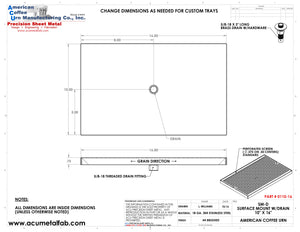 10" X 16" Surface Mount Drip Tray with Drain | S/S#4
