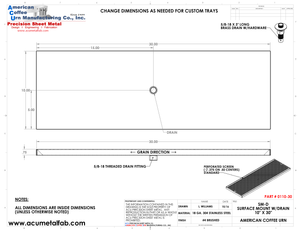 10" X 30" Surface Mount Drip Tray with Drain | S/S#4