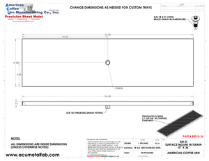 10" X 36" Surface Mount Drip Tray with Drain | S/S#8