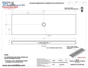 Surface Mount Drip Tray with Drain 5" X 16" X 3/4" | S/S # 4 Spec Sheet