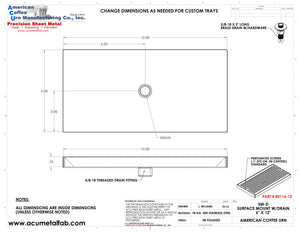 6" X 12" Surface Mount Drip Tray with Drain | S/S#8