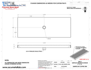6" X 16"  Surface Mount Drip Tray with Drain | S/S#8