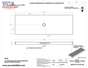 6" X 18" Surface Mount Drip Tray with Drain | S/S#4