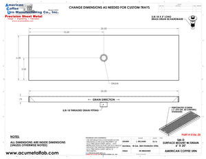 6" X 20" Surface Mount Drip Tray with Drain | S/S#4