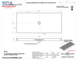 7" X 16" Surface Mount Drip Tray with Drain | S/S#4