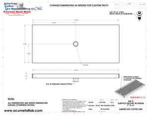 7" X 16" Surface Mount Drip Tray with Drain | S/S#8