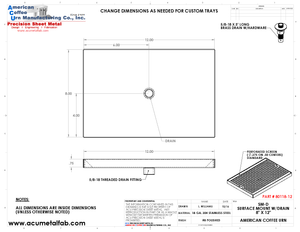 8" X 12" Surface Mount Drip Tray with Drain | S/S#8