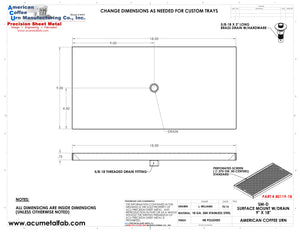 9" X 18" Surface Mount Drip Tray with Drain | S/S#8