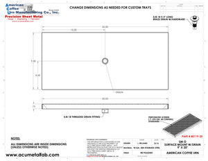 9" X 20" Surface Mount Drip Tray with Drain | S/S#8