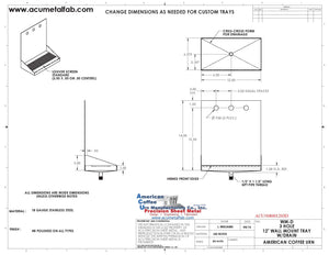 Wall Mount Drip Tray with Drain | 6-3/8" X 12" X 14" X 1"  | Mirror Stainless | 3 Faucet Holes