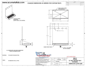 Wall Mount Drip Tray with Drain | 6-3/8" X 12" X 14" X 1" | S/S # 4 | 4 Faucet Holes