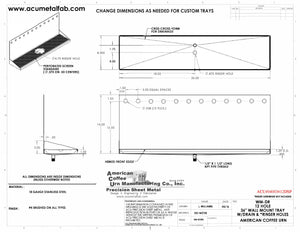 Wall Mount Drip Tray with Drain and Rinser Hole | 8" X 36" X 14" X 1" | S/S # 4 | 12 Faucet Holes